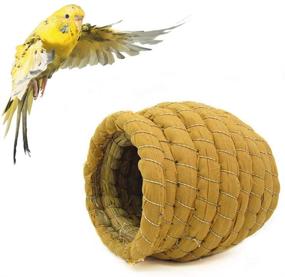 img 4 attached to 🏡 Handmade Woven Grass Bird Hut for Budgie, Cockatiel, Canary, Finch, Lovebird, and Small Parrot - YJJKJ