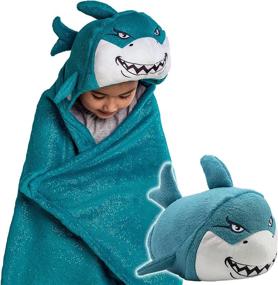 img 4 attached to 🦈 Comfy Critters Blanket Hoodie for Kids: The Perfect Hooded Blanket and Pillow Combo, Ideal for Travel and Play - Introducing Chomp The Great White Shark!