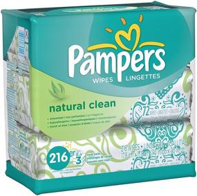 img 1 attached to 🧻 Convenient Pampers Natural Clean Wipes 3X Travel Pack, 216 Count (Pack of 4)