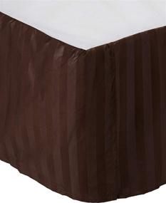 img 1 attached to 🛏️ Elegant Comfort Luxury 1500 Thread Count Egyptian Weave Bed Skirt - Wrinkle Resistant, Stripe Design, Twin Size, Chocolate Brown