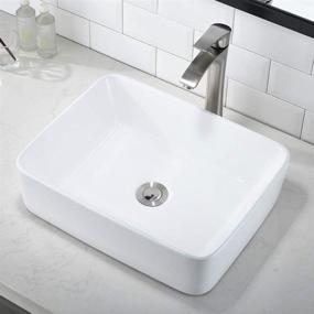 img 3 attached to 🚽 Bokaiya 16x12 Rectangle Vessel Sink with Faucet and Drain Combo - White Porcelain Ceramic Above Counter Bathroom Sink, RV Bathroom Vessel Sink Art Basin, Matching Faucet and Pop Up Drain Combo
