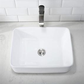 img 2 attached to 🚽 Bokaiya 16x12 Rectangle Vessel Sink with Faucet and Drain Combo - White Porcelain Ceramic Above Counter Bathroom Sink, RV Bathroom Vessel Sink Art Basin, Matching Faucet and Pop Up Drain Combo