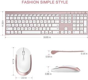 img 1 attached to Vssoplor Wireless Keyboard and Mouse Combo - 2.4GHz Rechargeable Full-Size Compact Keyboard and Mouse Set with Nano USB Receiver for Windows, Laptop, PC, Notebook - Rose Gold