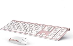 img 4 attached to Vssoplor Wireless Keyboard and Mouse Combo - 2.4GHz Rechargeable Full-Size Compact Keyboard and Mouse Set with Nano USB Receiver for Windows, Laptop, PC, Notebook - Rose Gold