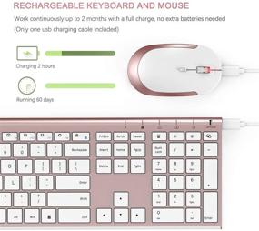 img 3 attached to Vssoplor Wireless Keyboard and Mouse Combo - 2.4GHz Rechargeable Full-Size Compact Keyboard and Mouse Set with Nano USB Receiver for Windows, Laptop, PC, Notebook - Rose Gold