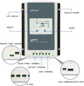 img 1 attached to Зарядный контроллер солнечной энергии EPEVER 20A MPPT 12V 24V Auto, до 60V солнечный панельный зарядный регулятор отрицательно заземленный с ЖК-дисплеем для свинцово-кислотных и литиевых батарей