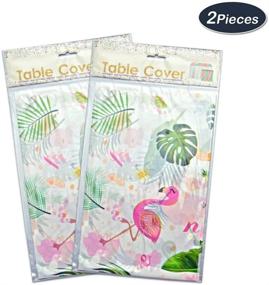img 1 attached to 🌺 WERNNSAI Flamingo Tablecloth - Set of 2, 108''x 54'' Disposable Plastic Table Cover, Tropical Luau Party Theme, Pineapple Party Supplies for Girls' Picnic Birthday Party Decorations