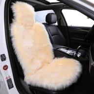 🐏 enhance your car's comfort with maples 1 pc fuzzy faux sheepskin wool fur car seat cover logo