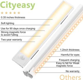 img 1 attached to Wireless Motion Sensor Under Cabinet Lighting: 54 LEDs, USB Rechargeable, Battery Powered, for Wardrobe, Cupboard (2 Pcs, White)