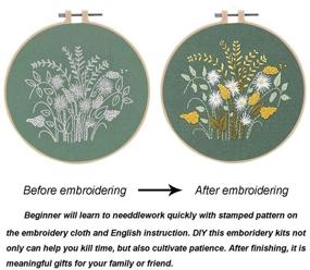 img 3 attached to Beginner's Embroidery Kit: Full Range Cross Stitch Starter 🧵 Set with Stamped Clothes, Hoops, Needle, Color Threads & Threader
