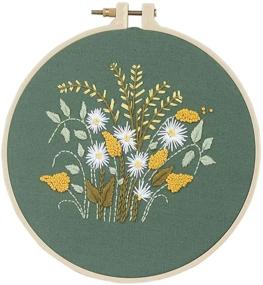 img 4 attached to Beginner's Embroidery Kit: Full Range Cross Stitch Starter 🧵 Set with Stamped Clothes, Hoops, Needle, Color Threads & Threader