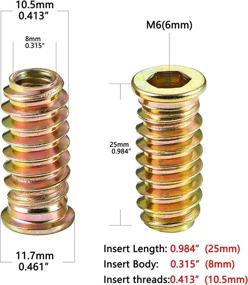 img 3 attached to 🔩 PGMJ 80-Piece M6 Wood Inserts Bolt Furniture Screw Nut Fastener Connector Hex Socket Drive Set - Ideal for Wood Furniture (M6x25mm)