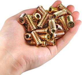 img 2 attached to 🔩 PGMJ 80-Piece M6 Wood Inserts Bolt Furniture Screw Nut Fastener Connector Hex Socket Drive Set - Ideal for Wood Furniture (M6x25mm)