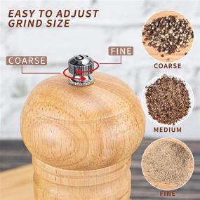 img 1 attached to 🧂 Haomacro Salt and Pepper Grinders Set of 2 – Premium Modern Oak Wood Salt Grinder Ceramic Mill 8 inch Tall, Adjustable Rotor, Easy Refill, Strong Coarseness, Refillable Pepper Salt Grinder