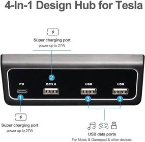 img 3 attached to 🔌 Enhance Charging Efficiency with 4-in-1 Console USB Hub for Tesla Model 3 Model Y 2021 Dual Type-C Ports PD Fast Charger USB Splitter – Vital Accessories