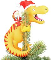 🎄 hilarious christmas tree topper: tree buddees santa riding a t-rex - large 10 logo