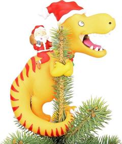 img 4 attached to 🎄 Hilarious Christmas Tree Topper: Tree Buddees Santa Riding a T-Rex - Large 10