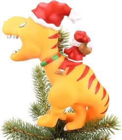 img 1 attached to 🎄 Hilarious Christmas Tree Topper: Tree Buddees Santa Riding a T-Rex - Large 10