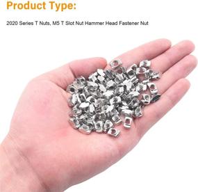 img 1 attached to 🔩 Powlankou 100 Pieces T Nuts for Aluminum Profile - 2020 Series, M5 T Slot Nut Hammer Head Fastener, Nickel Plated Carbon Steel