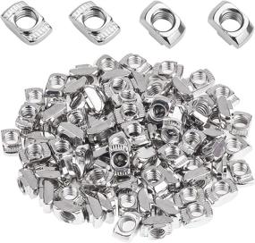 img 4 attached to 🔩 Powlankou 100 Pieces T Nuts for Aluminum Profile - 2020 Series, M5 T Slot Nut Hammer Head Fastener, Nickel Plated Carbon Steel