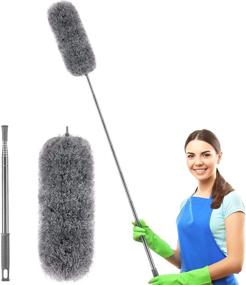 img 3 attached to 🪶 YVYV Microfiber Feather Duster: Long Handle Duster for All-Round Home Cleaning