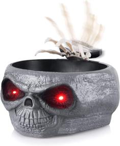 img 4 attached to 🎃 Spooky Treats Await: Homarden Animated Halloween Skull Bowl Adds Haunting Fun