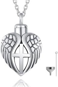 img 4 attached to ACJFA 925 Sterling Silver Angel Wings Cremation Jewelry Ash Pendant Necklace - Keepsake Memorial Urns Necklace