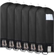 🎒 convenient 6-pack hanging garment bags with extra large pockets for travel and storage - black dress suit covers for jacket, shirt, coat, wedding gown - 60 inch size, breathable & dust proof логотип