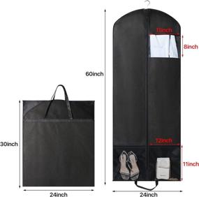 img 3 attached to 🎒 Convenient 6-Pack Hanging Garment Bags with Extra Large Pockets for Travel and Storage - Black Dress Suit Covers for Jacket, Shirt, Coat, Wedding Gown - 60 inch Size, Breathable & Dust Proof