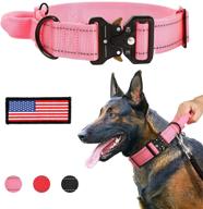 🐾 whippy wide military dog collar: adjustable, heavy duty nylon k9 collar with control handle, reflective design, and usa flag for medium to large dogs logo