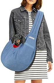 img 4 attached to LincaPenneton Stylish Denim Pet Sling Dog Carrier: Convenient Hands-Free Travel Bag for Small Cats & Dogs up to 11 lbs