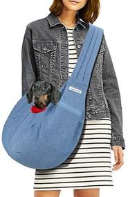 img 2 attached to LincaPenneton Stylish Denim Pet Sling Dog Carrier: Convenient Hands-Free Travel Bag for Small Cats & Dogs up to 11 lbs