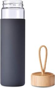 img 2 attached to Yomious 20 Oz Borosilicate Glass Water Bottle - BPA Free, Bamboo Lid, Silicone Sleeve Included