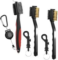 🏌️ senhai golf club brushes set, groove cleaners with metal and pp bristles spike cleaning tool, includes 2 ft retractable zip-line carabiner for easy attachment to golf bag логотип