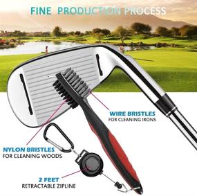 img 2 attached to 🏌️ SENHAI Golf Club Brushes Set, Groove Cleaners with Metal and PP Bristles Spike Cleaning Tool, Includes 2 Ft Retractable Zip-line Carabiner for Easy Attachment to Golf Bag