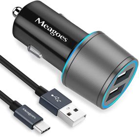 img 4 attached to 🚗 Meagoes USB C Car Charger with Dual Rapid Charging Ports - Compatible with Samsung Galaxy and Moto G Series - Includes 3.3ft Fast Type C Cable