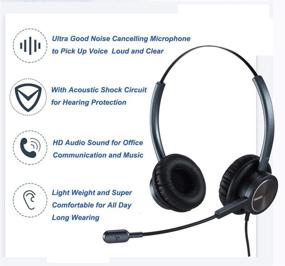 img 2 attached to 🎧 Phone Headset with 2.5mm & 3.5mm Connector - Ideal for Deskphone, Cell Phone, PC, Laptop | CallCenter Office Headset with Microphone Noise Cancelling - Compatible with Panasonic, AT&T, Vtech Cordless DECT Phone, Polycom