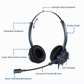 img 3 attached to 🎧 Phone Headset with 2.5mm & 3.5mm Connector - Ideal for Deskphone, Cell Phone, PC, Laptop | CallCenter Office Headset with Microphone Noise Cancelling - Compatible with Panasonic, AT&T, Vtech Cordless DECT Phone, Polycom