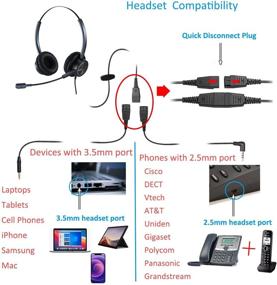 img 1 attached to 🎧 Phone Headset with 2.5mm & 3.5mm Connector - Ideal for Deskphone, Cell Phone, PC, Laptop | CallCenter Office Headset with Microphone Noise Cancelling - Compatible with Panasonic, AT&T, Vtech Cordless DECT Phone, Polycom