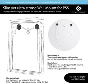 img 2 attached to 🎮 Floating Grip Wall Mount Kit: Securely Hang Your PlayStation 5 and Controllers with Style (White Bundle)