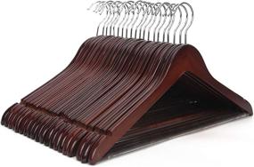 img 4 attached to 👔 JS HANGER 20-Pack Multifunctional Solid Wooden Suit Hangers, Coat Hangers, High Grade Walnut Finish