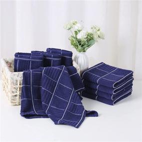 img 1 attached to Glynniss Kitchen Towels and Dishcloths Set - Pack of 8 for Everyday Cleaning and Drying (Blue)