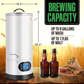 img 3 attached to 🍺 NutriChef PKBRKTL150 All-In-One Home Beer Brewing Mash and Boil Device - 9 Gallon 1600w Max w/LCD Display, Programmable Control System