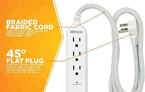 img 1 attached to 🔌 Woods 41026: Premium Surge Protector with 3 Outlets, USB-A and USB-C Charging, 250 Joules of Protection, 4ft Braided Fabric Cord - White