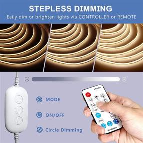 img 2 attached to 🔆 PAUTIX 24ft Dimmable DC24V Warm White COB LED Strip Light 3000K - High Lumen Tape Lights Kit with RF Remote Timer Function and Power Supply for DIY Lighting in Home, Bedroom, Kitchen