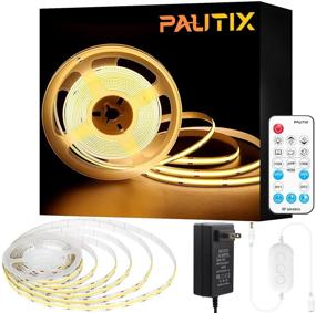 img 4 attached to 🔆 PAUTIX 24ft Dimmable DC24V Warm White COB LED Strip Light 3000K - High Lumen Tape Lights Kit with RF Remote Timer Function and Power Supply for DIY Lighting in Home, Bedroom, Kitchen