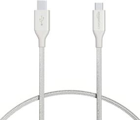 img 4 attached to 1-футовый кабель зарядки Amazon Basics из серебряного нейлона USB Type-C на Micro-B 2.0 мужской: двойное плетение и высокая прочность