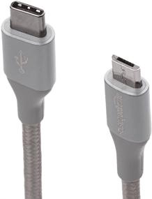 img 2 attached to 1-футовый кабель зарядки Amazon Basics из серебряного нейлона USB Type-C на Micro-B 2.0 мужской: двойное плетение и высокая прочность