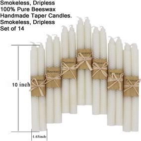img 3 attached to 🕯️ Natural Handmade Beeswax Taper Candles – 7 Pairs of Unscented 9 Inch Smokeless Dripless Wax Candles for Home Décor, Parties, and Festivals with Honeycomb Honey Smell (White-Long)