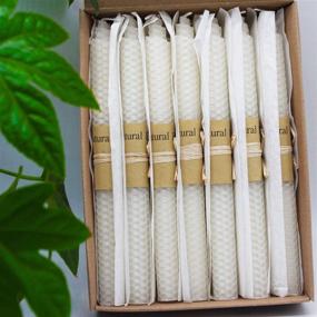 img 2 attached to 🕯️ Natural Handmade Beeswax Taper Candles – 7 Pairs of Unscented 9 Inch Smokeless Dripless Wax Candles for Home Décor, Parties, and Festivals with Honeycomb Honey Smell (White-Long)